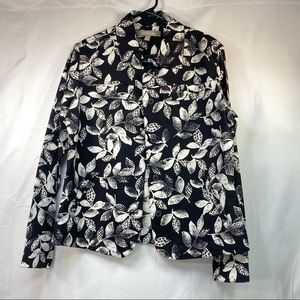 CROFT & BARROW Black & White Floral Shirt  Jacket.